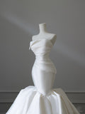 Mermaid Strapless Ivory Satin Wedding Dresses Brides Dress S3860