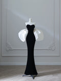 Mermaid Sweetheart Black Velvet Long Prom Dresses Evening Gowns S3870
