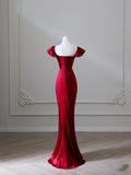 Mermaid Red Satin High Low Prom Dresses Evening Gowns S3871