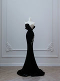 Mermaid Sweetheart Black Long Prom Dresses Evening Gowns S3873