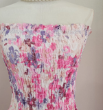 A line Strapless Sleeveless Pink Floral Cocktail Dress Short Birthday Outfits SD388