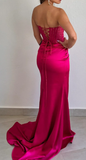 Satin Mermaid Long Party Dress Graduation Dress Evening Dress SD1726