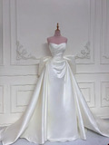 White Wedding Dresses With Train Mermaid Bridal Gowns SD1534