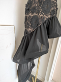 Sheath Irregular Hem Black Homecoming Dresses Short Lace Birthday Outfits SD272