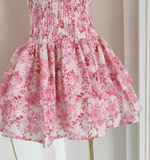 A line Strapless Sleeveless Pink Floral Party Dress Short Birthday Outfits SD381