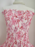 A line Strapless Sleeveless Pink Floral Party Dress Short Birthday Outfits SD381