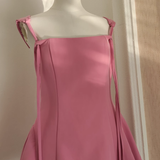A Line Straps Pink Satin Short Homecoming Dresses Birthday Outfits SD371