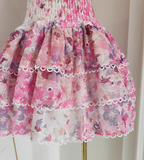 A line Strapless Sleeveless Pink Floral Cocktail Dress Short Birthday Outfits SD388