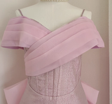 A Line Spaghetti Straps Pink Ruffles Vacation Dresses Short Sequin Birthday Outfits SD335