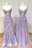 Hot 2025 Violet Purple Lace Long Prom Dresses Cheap Evening Dress SD2008