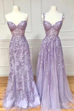 Hot 2025 Violet Purple Lace Long Prom Dresses Cheap Evening Dress SD2008