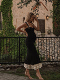 Black Falbala Bow Ruffle Tank Patchwork Mermaid Sweetheart Neckline Elegant Evening Gown Maternity Photoshoot Baby Shower Maxi Dress Maternity
