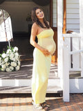 Yellow 2-in-1 Sheer Mermaid Bodycon Fashion Vacation Party Photoshoot Baby Shower Maternity Maxi Dress Maternity
