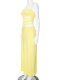 Yellow 2-in-1 Sheer Mermaid Bodycon Fashion Vacation Party Photoshoot Baby Shower Maternity Maxi Dress Maternity