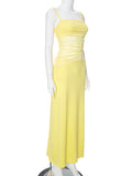 Yellow 2-in-1 Sheer Mermaid Bodycon Fashion Vacation Party Photoshoot Baby Shower Maternity Maxi Dress Maternity