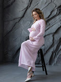 Two Piece Light Knit Tissue Bodycon Elegant Baby Moon Cover Up Maternity Photoshoot Maxi Dress Maternity