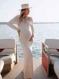 Two Piece Light Knit Tissue Bodycon Elegant Baby Moon Cover Up Maternity Photoshoot Maxi Dress Maternity