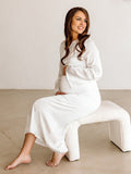 Silk Back Tie Solid Color Flare Sleeve Elegant Photoshoot Baby Shower Maternity Maxi Dress Maternity