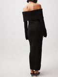 Off Shoulder Slit Flare Sleeve Bodycon Elegant Photoshoot Baby Shower Maternity Maxi Sweater Dress Maternity