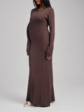 Knit Solid Color Elegant Photoshoot Baby Shower Maternity Maxi Sweater Dress Maternity