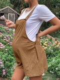 Pockets Buttons Adjusted Daily Casual Fashion Waist Overall Pants Maternity Jumpsuit Maternity