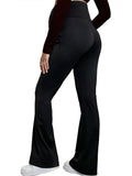Black Over The Belly Flare Bell Bottom High Waisted Work Cozy Pants Casual Maternity Trousers Maternity