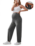 Solid Color Pockets Over The Belly Comfy Loose Wide Leg Cozy Casual Daily Trousers Maternity Yoga Workout Pants Maternity