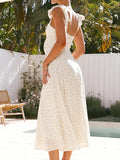 White Sleeveless lace-up Flowers Bodycon Photoshoot Elegant Maternity Baby Shower Midi Dress Maternity