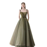 Dress Women 2025 New High-End Banquet Host Art Exam Engagement Slings Showing Thin Dress Fairy Bridesmaid Suit