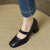 Retro Coarse Single-Shoe Women's Head High Heel 2024 New Women's Shoes With A Word With A Shallow Mouth Small Leather Shoes High Quality Shoes