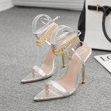 Pointed Toe Fine And Sexy Chain Tied With Roman Summer Sandals High Heels High Quality Shoes