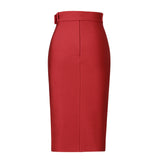 High-Waisted One-Step Skirt Tight-Lex-Force Pack Hip Belt Button Bandage Half-Dress Sexy Open Skirt