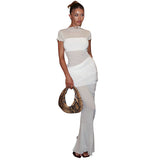 Women's Solid Color Round Collar Collar Collar Repair Kitted Folding Dress DJPT