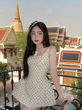 Shuxin Jennie With The Same High-End French Sweet Dot Dress Woman Thin Folded Folded Folded Tying Dress