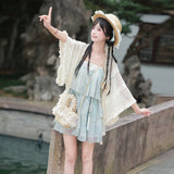 Design Haiyan Girl Chinese Style Improvement Han Element Women's Shawl Sling Skirt Set 7131