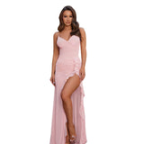 Summer 2025 New Long Dress Hottie Style Casual Lotus Side Ribbon Sling Skirt DJPT