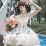 Rose Peach Wine Lolita Women Sling Dress Everyday Cute Lolita Sweet Dress 6865