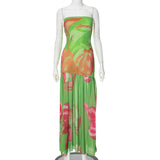 New Women's Chest-Shape Leopard-Print Net Yarn Stitched Dress DJPT