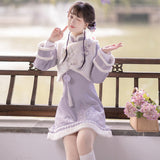 Design New Purple Cloud Rabbit Han Dress Women's Clothing Mane Dress Suit Autumn And Winter 8567