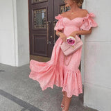 Women's Clothing In Autumn Of 2025 Sexy One-Word Shoulder Dot Dress DJPT