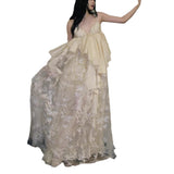 New V-Neck High-End Sling Dress Retro Niche Dress Wedding Morning Dress