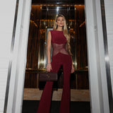 Fashion Yarn Spliced Jumpsuit 2025 Spring New Sexy Perspective Hottie Jumpsuit DJPT