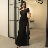 Shoulder Mesh Ribbon Dress Dress In New Temperament Black Dress Woman DJPT