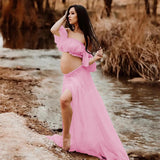 Women's Chiffon Up And Lower Split Suit Under The Fork Pregnant Photo Photography Drag Set 1247 Maternity