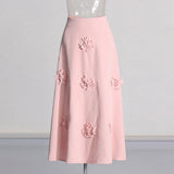 Temperament Elegant Wind 2025 Spring New Three-Dimensional Flower Sling Sling Belt High Waist Mid-Long Skirt Suit Woman