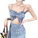Seaside Resort Beach Dress Hollow Broken Flower Hanging Dress Women's Summer High Dress