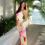 Women's Summer New Flower Printd Sling Sling Bag Suit Two-Piece Casual Set DJPT