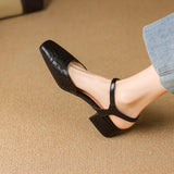 Size Women's Shoes Wrapped Head Thick Heel One-Word Sandals Women 2025 Summer New Low Heel Women's Shoes High Quality Shoes