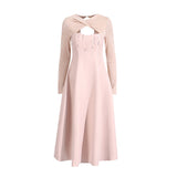 Industry Famous Diamond Hollow Dress Mid-Long Dress 2025 New Cross-Neck Design Waist Dress Dress Women's Summer