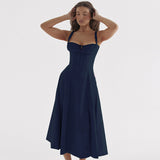 Summer New French Style Temperament Casual Strap To The Waist And Thin A Swing Hanging Dress Woman DJPT
